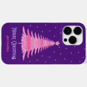 Roze Kerstboom Aangepaste naam Paarse Case-Mate iPhone Case (Achterkant (horizontaal))