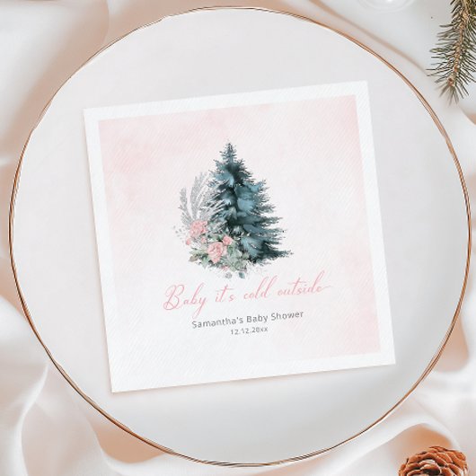 Roze kerstboom Baby het is koud buiten Servet