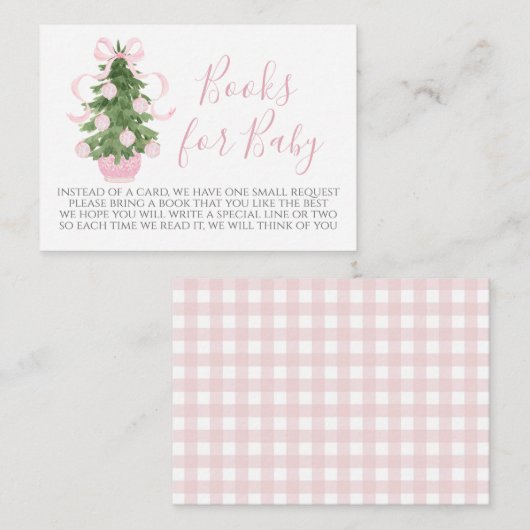 Roze Kerstboom Baby shower Boek Aanvraag Kaart (Voorkant / Achterkant)