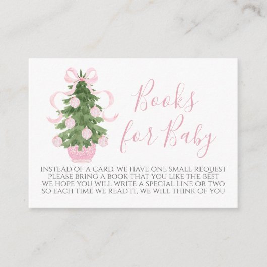 Roze Kerstboom Baby shower Boek Aanvraag Kaart (Voorkant)