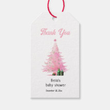 Roze Kerstboom Baby shower Dank u