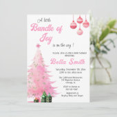 Roze kerstboom Baby shower uitnodiging (Staand voorkant)