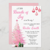 Roze kerstboom Baby shower uitnodiging (Voorkant / Achterkant)
