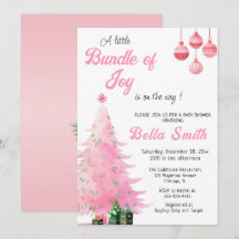 Roze kerstboom Baby shower uitnodiging