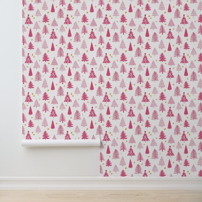 Roze kerstboom behang (Applicatie)