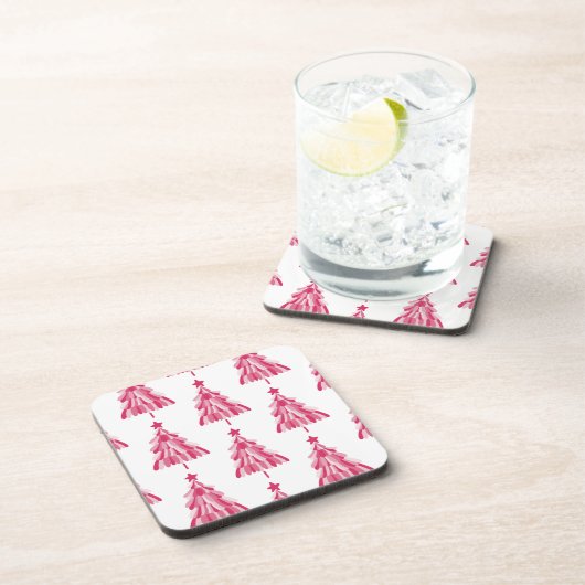 Roze kerstboom bier onderzetter (Rechterzijde)