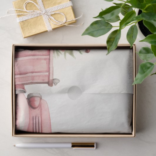 Roze Kerstboom Boerderij Truck Tissuepapier (Geschenk)