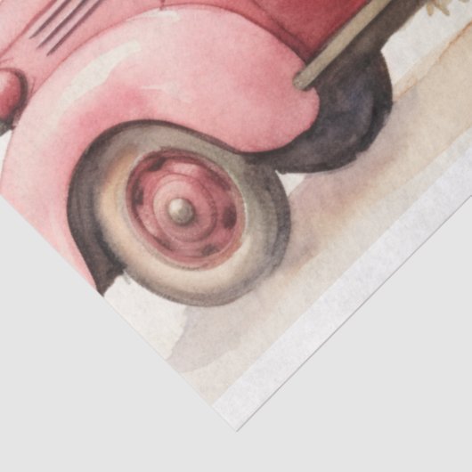 Roze Kerstboom Boerderij Truck Tissuepapier (Detail)