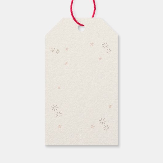 Roze kerstboom boho cadeaulabel (Achterkant)