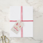 Roze kerstboom boho cadeaulabel (Met Touw)