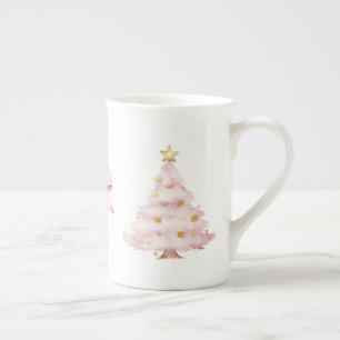 Roze Kerstboom Bow Porselein Kop