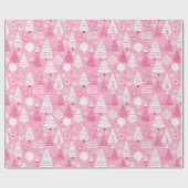 Roze kerstboom cadeau inpakpapier (Vlak)