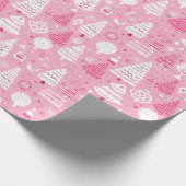 Roze kerstboom cadeau inpakpapier (Hoek)