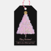Roze kerstboom cadeaulabel (Voorkant)