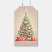 roze kerstboom cadeaulabel (Voorkant)