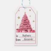 Roze kerstboom cadeaulabel (Achterkant)