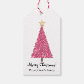 Roze kerstboom cadeaulabel (Voorkant)