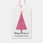 Roze kerstboom cadeaulabel (Achterkant)