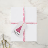 Roze kerstboom cadeaulabel (Met Touw)