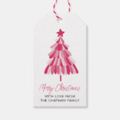 Roze kerstboom cadeaulabel (Voorkant)