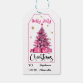Roze kerstboom cadeaulabel (Achterkant)