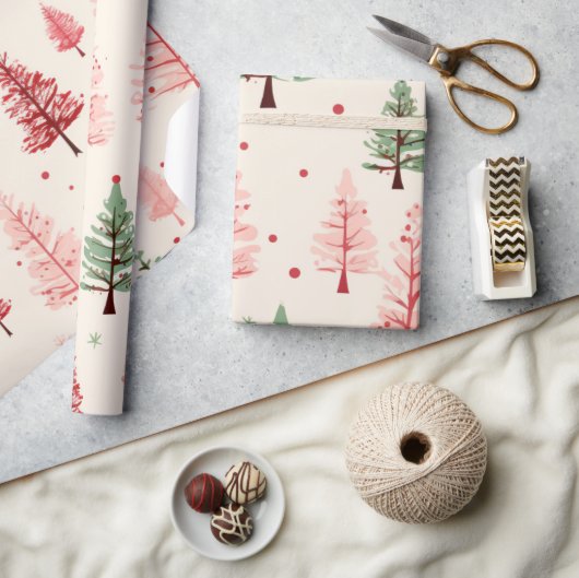 roze kerstboom cadeaupapier (Crafts)