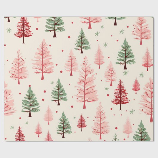  roze kerstboom cadeaupapier (Vlak)