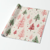 roze kerstboom cadeaupapier (Uitgerold)