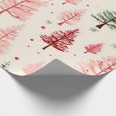  roze kerstboom cadeaupapier (Hoek)