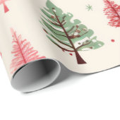 roze kerstboom cadeaupapier (Rol Hoek)