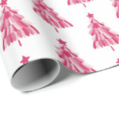 Roze kerstboom cadeaupapier (Rol Hoek)
