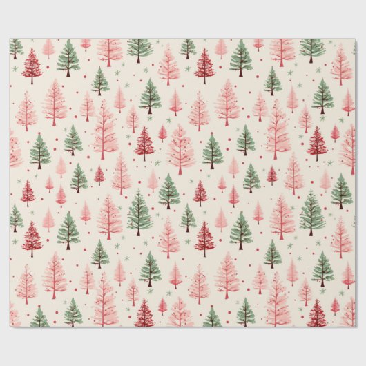  roze kerstboom cadeaupapier (Vlak)