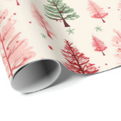  roze kerstboom cadeaupapier (Rol Hoek)