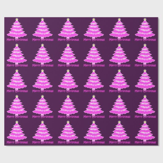 Roze kerstboom cadeaupapier (Vlak)