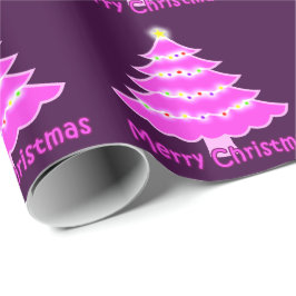Roze kerstboom cadeaupapier