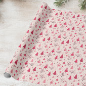 Roze kerstboom cadeaupapier