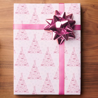 Roze kerstboom cadeaupapier