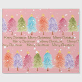 Roze kerstboom cadeaupapier (Vlak)