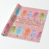 Roze kerstboom cadeaupapier (Uitgerold)