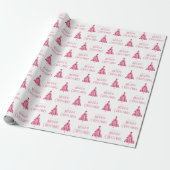 Roze kerstboom cadeaupapier (Uitgerold)