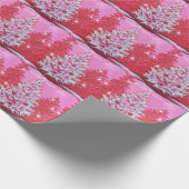  roze kerstboom cadeaupapier (Hoek)