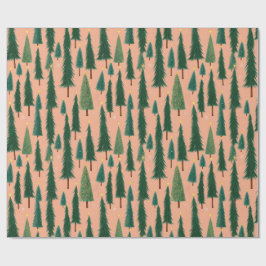 Roze Kerstboom Cadeaupapier, Modern Kerst Inpakpap Cadeaupapier