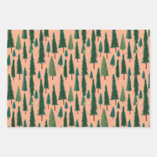 Roze Kerstboom Cadeaupapier, Modern Kerst Inpakpap Inpakpapier Vel