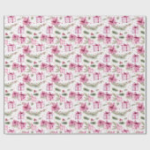  roze kerstboom & cadeaupatroon cadeaupapier (Vlak)