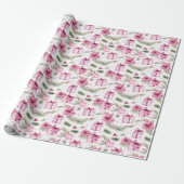  roze kerstboom & cadeaupatroon cadeaupapier (Uitgerold)
