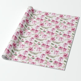  roze kerstboom & cadeaupatroon cadeaupapier