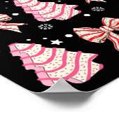 Roze Kerstboom Cake Trendy Coquette Bow Chris Poster (Hoek)