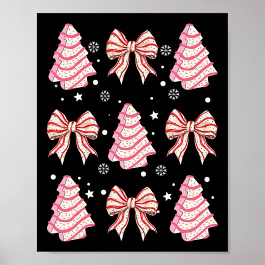 Roze Kerstboom Cake Trendy Coquette Bow Chris Poster (Voorkant)