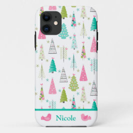 Roze kerstboom Case-Mate iPhone case