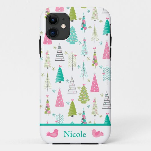 Roze kerstboom Case-Mate iPhone case (Achterkant)